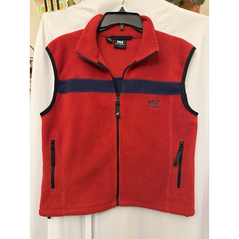 Helly Hansen Mens Size M Fleece‎ Vest Full Zip Red/Blue 100% Polyester